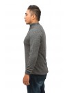 Mock Neck Dark Gray Long  Sleeves Cashmere Slip on Sweater