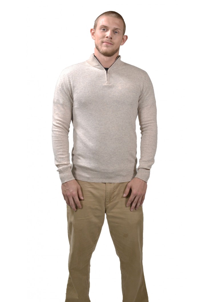 Modern Mock Neck, Off White Quarter-Zip Cashmere Pullover Sweater