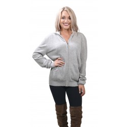 Posh Light Grey Cashmere Sweater with Hoodie