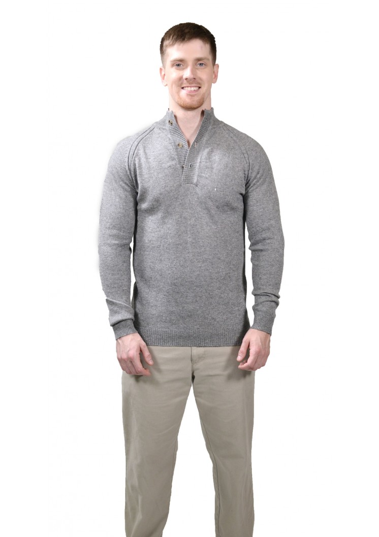 Men's Button Mock -Neck Cashmere Sweater